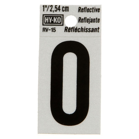 Hy-Ko 1.25In Reflective Number 0, 10PK B00363